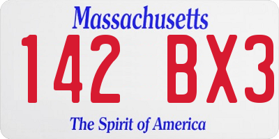MA license plate 142BX3