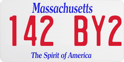 MA license plate 142BY2