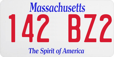 MA license plate 142BZ2