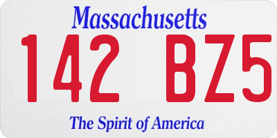 MA license plate 142BZ5