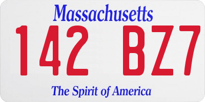 MA license plate 142BZ7