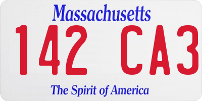 MA license plate 142CA3