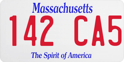 MA license plate 142CA5