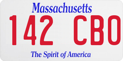 MA license plate 142CB0