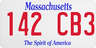 MA license plate 142CB3