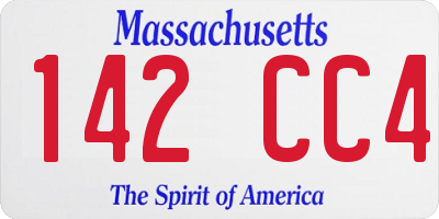 MA license plate 142CC4
