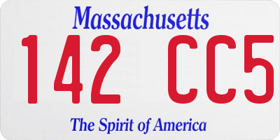MA license plate 142CC5