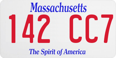 MA license plate 142CC7
