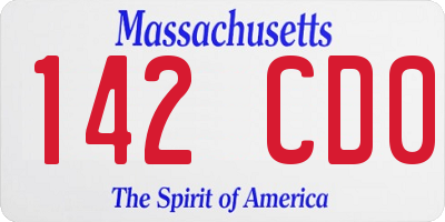 MA license plate 142CD0