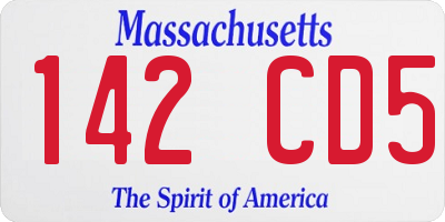 MA license plate 142CD5