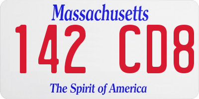 MA license plate 142CD8