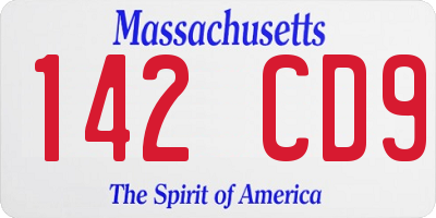 MA license plate 142CD9
