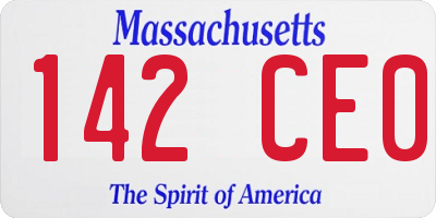 MA license plate 142CE0