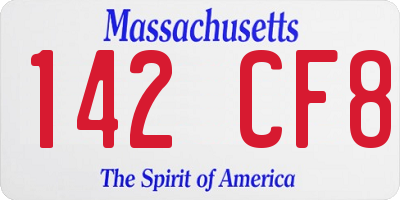 MA license plate 142CF8