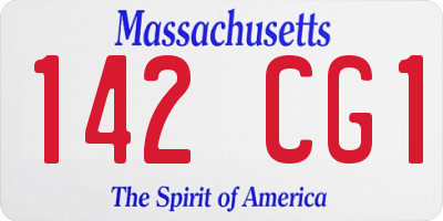 MA license plate 142CG1