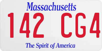 MA license plate 142CG4