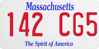 MA license plate 142CG5