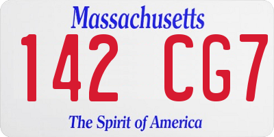 MA license plate 142CG7