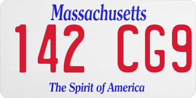 MA license plate 142CG9