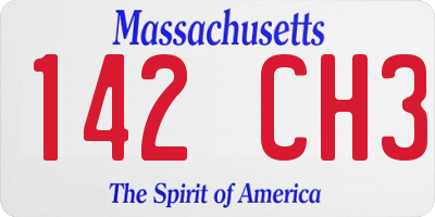 MA license plate 142CH3