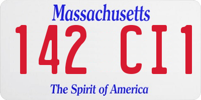 MA license plate 142CI1