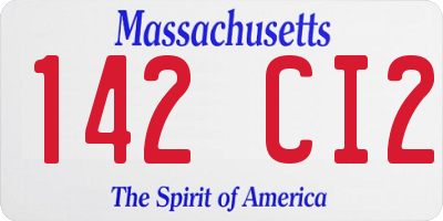 MA license plate 142CI2