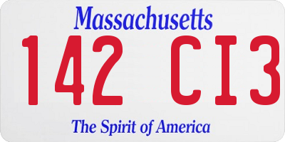 MA license plate 142CI3