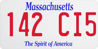 MA license plate 142CI5