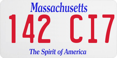 MA license plate 142CI7