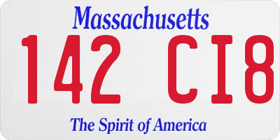 MA license plate 142CI8