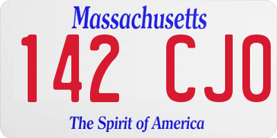 MA license plate 142CJ0