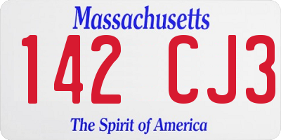 MA license plate 142CJ3