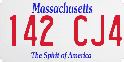 MA license plate 142CJ4