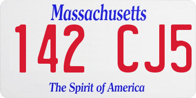 MA license plate 142CJ5