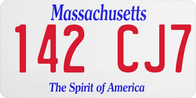 MA license plate 142CJ7