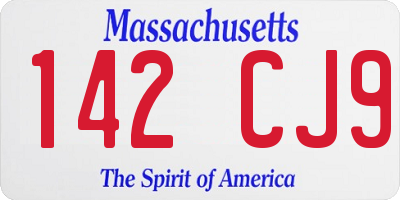 MA license plate 142CJ9