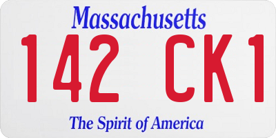 MA license plate 142CK1