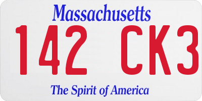 MA license plate 142CK3