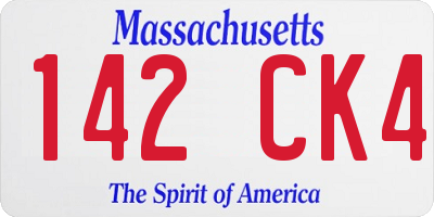 MA license plate 142CK4