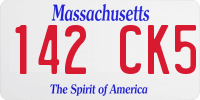 MA license plate 142CK5