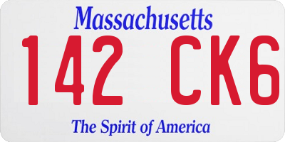 MA license plate 142CK6