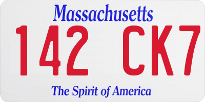 MA license plate 142CK7