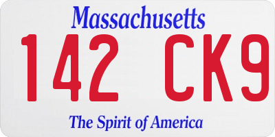 MA license plate 142CK9