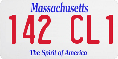 MA license plate 142CL1