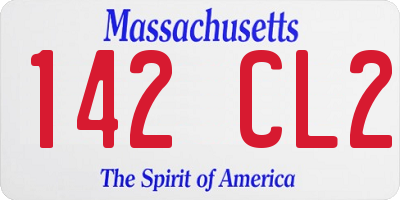 MA license plate 142CL2