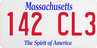 MA license plate 142CL3
