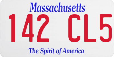 MA license plate 142CL5