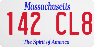 MA license plate 142CL8
