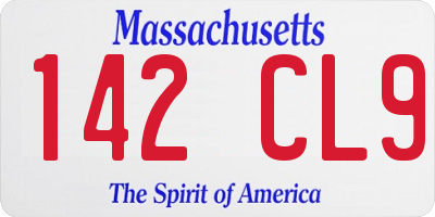 MA license plate 142CL9
