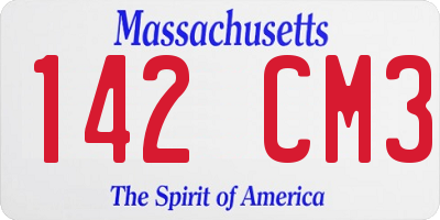 MA license plate 142CM3